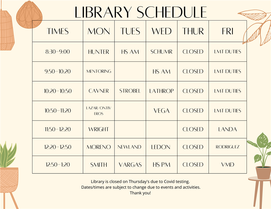 Library / Library Schedule